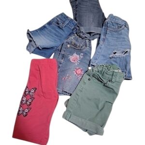 Girls Mixed Denim & Cotton Bottoms - Pink, Blue, Green